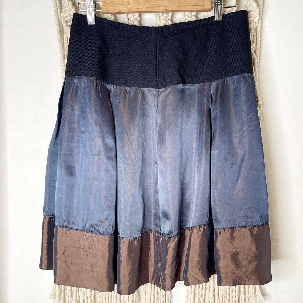 United Colors Of Benetton Blue and Brown Midi Skirt